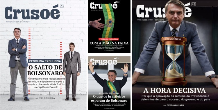Capas da revista Crusoé de O Antagonista com Jair Bolsonaro
